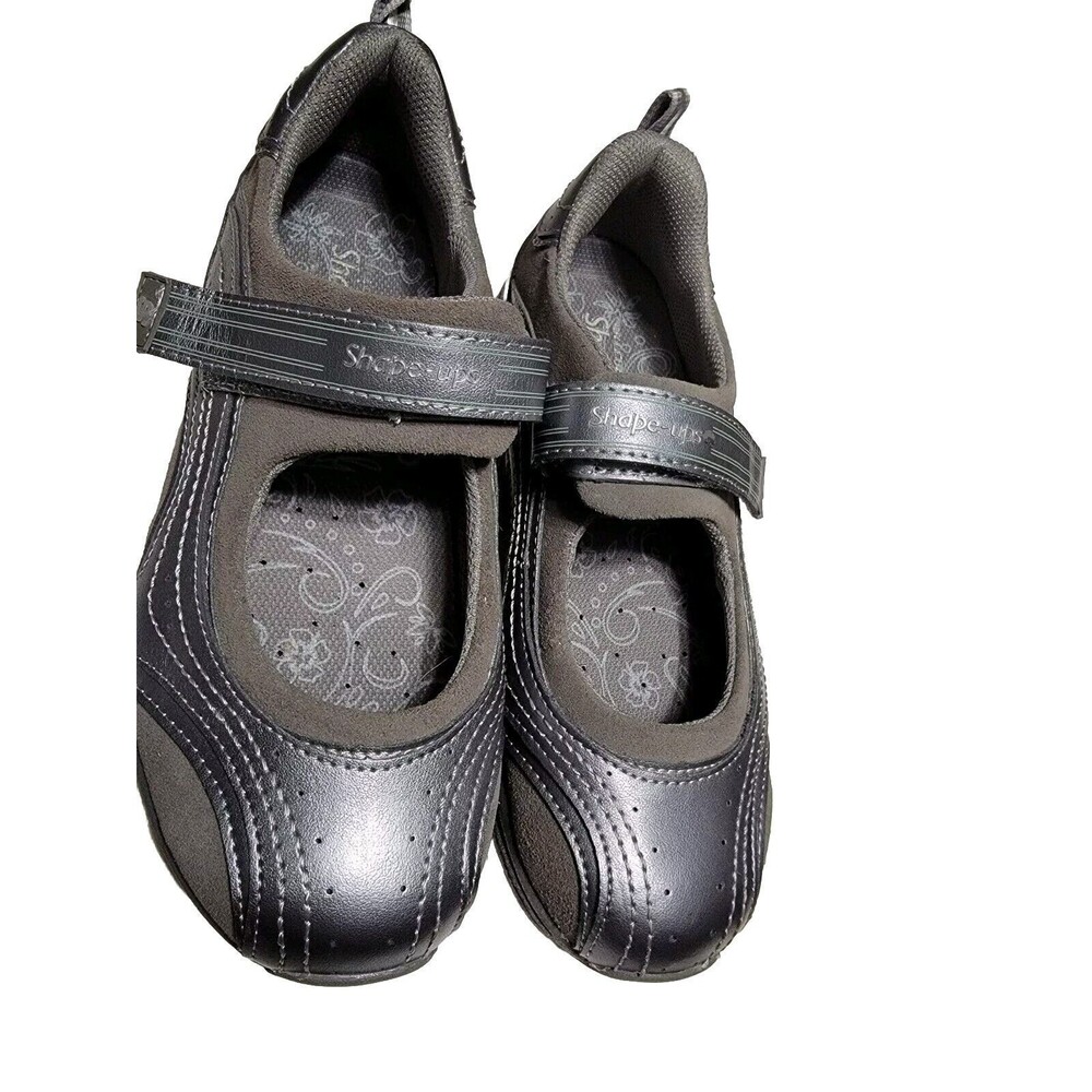 Skechers Shape Ups Gray Mary Jane Sneakers Toning Shoe Womens
